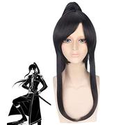 LINLINCD - Parrucca per cosplay D.Gray-Man Yu Kanda, lunghezza 60 cm, capelli sintetici lisci neri con coda di cavallo artiglio, costume di Halloween