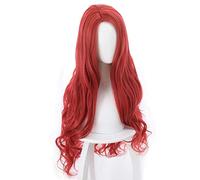 LINLINCD Parrucca per cosplay wig Aquaman Mera per cosplay, film anime americano, lunghezza 85 cm, ricci ondulati, resistenti al calore, sintetici, parrucca per feste