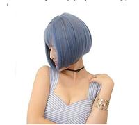 LINLINCD Parrucche Bob corte blu anime per donne resistenti al calore sintetiche capelli naturali costume partito cosplay parrucca con frangia + tappo della parrucca gratis