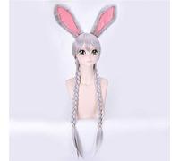 LINLINCD - Parrucche cinematografiche Zootopia/Zootropolis Judy Hopps Cosplay parrucca grigia argento lunga treccia stile costume parrucca + parrucca cap e copricapo