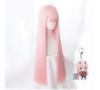 LINLINCD Parrucche Cosplay wig anime DARLING nella FRANXX 02 Cosplay Zero Two Parrucche 100 cm di lunghezza rosa capelli sintetici Perucas Cosplay parrucca + parrucca con portachiavi
