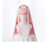 LINLINCD Parrucche Cosplay wig anime DARLING nella FRANXX 02 Cosplay Zero Two Parrucche 100 cm di lunghezza rosa capelli sintetici Perucas Cosplay parrucca + parrucca con forcina