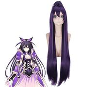 LINLINCD Parrucche Cosplay wig anime DATA A LIVE Principessa Yatogami Tohka Parrucca Cosplay Costume Viola Scuro Donne Lunghe Sintesi + Cappuccio Libero