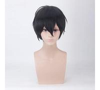 LINLINCD Parrucche Cosplay wig Zack Anime Angelo della morte Cosplay Parrucca Sintetica 30 cm Nero Uomo Zack Isaac Foster Angelo della Morte Cosplay Capelli Taglia unica Nero