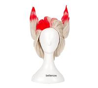 LINLINCD -Rakan Cosplay parrucca 30 cm argento mix rosso resistente al calore sintetico parrucca+parrucca cappello+due orecchie