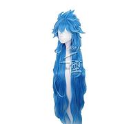LINLINCD -Twisted Wonderland Idia Shroud Cosplay Long Blue Curly parrucca+parrucca Capelli sintetici Halloween Party Prop Ragazze Donne