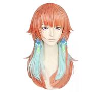 LINLINCD -VTUBER TAKANASHI Kiara Wig POOLOLIVE EN. Cosplay Kusotori Ragazza Arancione Mescolare Capelli Lunghi Diritti Verde Menta Capelli Sintetici+Cappuccio Parrucca