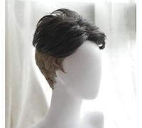 LINLINCD Yuri, parrucca sintetica per cosplay, 30 cm, da uomo, colore nero, grigio, mix nero, su Ice Otabek ALTIN