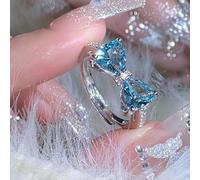LINLN Anelli con Fiocco in Cristallo Blu Rosa per Donna, alla Moda, con zircone, per Apertura al Dito, per Ragazze Dolci, Regali per Feste