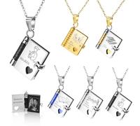 LINMQIU Collana personalizzata a libro d'amore per donna,Collana a forma di libro con nome e foto incisi,Ciondolo apribile perfetto per le donne,Regalo di laurea per familiari/amici
