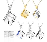 LINMQIU Collana personalizzata a libro d'amore per donna,Collana a forma di libro con nome inciso e 8 pagine di text,Ciondolo apribile perfetto per le donne,Regalo di laurea per familiari/amici