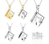 LINMQIU Collana personalizzata con libro d'amore per donna,Collana personalizzata con libro “Buona laurea”,Con nome inciso e 8 pagine di testo,Regalo di laurea per donna, familiari e amici(Argento)
