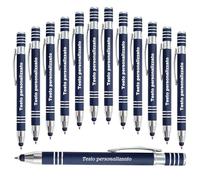 LINMQIU Penna a sfera personalizzata blu scuro con stilo - Penna a sfera personalizzata con nome inciso in metallo con inchiostro nero Penne a sfera personalizzate per studenti della scuola - 24Pezzi