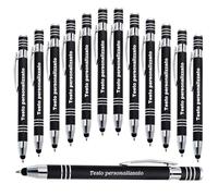 LINMQIU Penna a sfera personalizzata con stilo - Inchiostro nero Penna con nome personalizzato inciso in metallo con messaggio, nome dell'azienda Informazioni di contatto - 12Pezzi