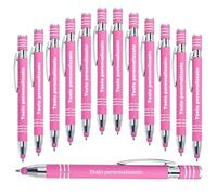 LINMQIU Penna da scrittura personalizzata 2 in 1 adatta a vari dispositivi con touch screen, penna a sfera pubblicitaria personalizzata con messaggio nome azienda, inchiostro nero - 24Pezzi