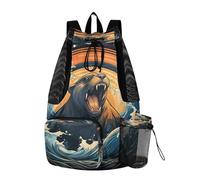 LINNIKEEEE Acquerello Arte Leone Marino Zaino Da Viaggio, Borsa A Sacco Con Coulisse Per La Palestra, Borsa Per Libri, Borsa Per Il Nuoto Per Ragazze Giovani