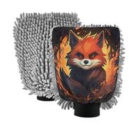 LINNIKEEEE Animale Arrabbiato Licenziato Panda Rosso Spugne a Forma di Guanto per Il Lavaggio Auto,Antigraffio e Altamente Assorbenti Guanto(2Pack)