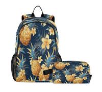 LINNIKEEEE Arte Astratte Elegante Dell'ananas Set Zaino per Studenti Borsa per Il Pranzo,Borsa Scuola Leggera Resistente per Ragazzi Ragazze