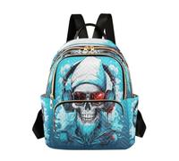 LINNIKEEEE Arte Della Musica Teschio Blu Zaino Bookbag Mini Borsa a Tracolla per Adolescenti da Viaggio