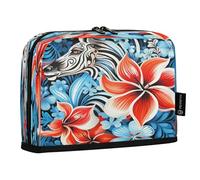 LINNIKEEEE Arte Floreale Zebra Astucci per Matite,Portapenne per Studenti Ragazze Ragazzi