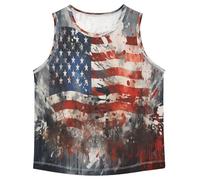LINNIKEEEE Bandiera Americana Arte Dell'olio Canotte Senza Maniche da Uomo,Magliette Sportive e Attive Top per Ragazzi Giovani