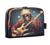 LINNIKEEEE Bella Chitarra Santa Christmas Astucci per Matite,Portapenne per Studenti Ragazze Ragazzi