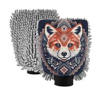 LINNIKEEEE Blu Carino Panda Rosso Spugne a Forma di Guanto per Il Lavaggio Auto,Antigraffio e Altamente Assorbenti Guanto(2Pack)