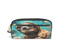 LINNIKEEEE Bradipo Bello Acquerello Astuccio in Pelle Astuccio Portapenne Borsa Porta Matite per Trucco Organizer per Ragazzi Ragazze