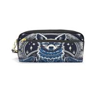 LINNIKEEEE Cane Blu Bello Astuccio in Pelle Astuccio Portapenne Borsa Porta Matite per Trucco Organizer per Ragazzi Ragazze