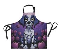 LINNIKEEEE Cane Viola Cartone Animato Impermeabile Grembiule Cucina Cuoco Grembiuli da Cameriera per Bar Giardino Donne Uomini