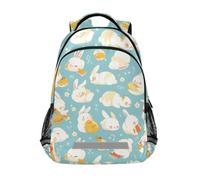 LINNIKEEEE Carino Piccolo Coniglietto Bianco Ragazzi Zaino per Bambini Studente Scolastico Borsa per Viaggio Ragazze Capretto