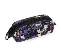 LINNIKEEEE Cartone Animato Di Gatti Bianchi Viola Astuccio per Matite Astuccio per Studenti Borse per Penne con Cerniera per Bambini Ragazzi