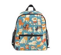 LINNIKEEEE Cartoni Animati Doodle Cani Zaino per Bambini Zaino per Libri Mini Borsa a Tracolla con Fischietto per Viaggi Da 1 a 6 Anni