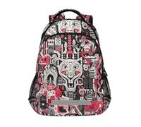 LINNIKEEEE Castelli Neri Rossi Cuori Gatti Ragazzi Zaino per Bambini Studente Scolastico Borsa per Viaggio Ragazze Capretto