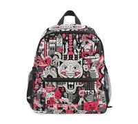 LINNIKEEEE Castelli Neri Rossi Cuori Gatti Zaino per Bambini Zaino per Libri Mini Borsa a Tracolla con Fischietto per Viaggi Da 1 a 6 Anni