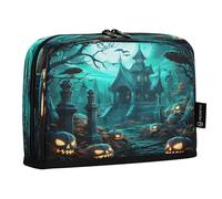 LINNIKEEEE Castello Di Zucca Di Halloween Astucci per Matite,Portapenne per Studenti Ragazze Ragazzi