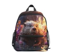 LINNIKEEEE Castoro Viola Arrabbiato Zaino per Bambini Zaino per Libri Mini Borsa a Tracolla con Fischietto per Viaggi Da 1 a 6 Anni