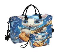 LINNIKEEEE Chitarra Unicorno Carina Borsone da Viaggio Borsa da Palestra Borsa da Weekend con Borsa da Toilette per Ragazze Uomin