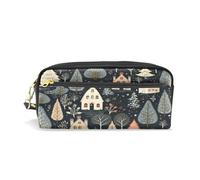 LINNIKEEEE Città Carine Dei Cartoni Animati Astuccio in Pelle Astuccio Portapenne Borsa Porta Matite per Trucco Organizer per Ragazzi Ragazze