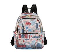 LINNIKEEEE Città Londra Scarabocchi Zaino Bookbag Mini Borsa a Tracolla per Adolescenti da Viaggio