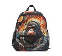 LINNIKEEEE Cool Gorilla Art Zaino per Bambini Zaino per Libri Mini Borsa a Tracolla con Fischietto per Viaggi Da 1 a 6 Anni