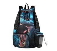 LINNIKEEEE Cool Iguana Blu Zaino Da Viaggio, Borsa A Sacco Con Coulisse Per La Palestra, Borsa Per Libri, Borsa Per Il Nuoto Per Ragazze Giovani
