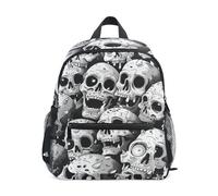 LINNIKEEEE Cranio Bianco Freddo Posteriore Zaino per Bambini Zaino per Libri Mini Borsa a Tracolla con Fischietto per Viaggi Da 1 a 6 Anni