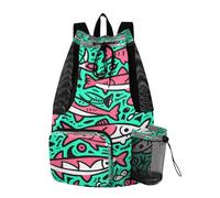 LINNIKEEEE Delfini Doodle Carini Zaino Da Viaggio, Borsa A Sacco Con Coulisse Per La Palestra, Borsa Per Libri, Borsa Per Il Nuoto Per Ragazze Giovani