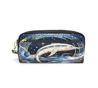 LINNIKEEEE Delfino Blu Bello Astuccio in Pelle Astuccio Portapenne Borsa Porta Matite per Trucco Organizer per Ragazzi Ragazze