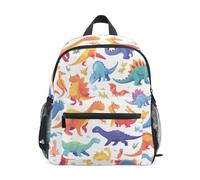 LINNIKEEEE Dinosauri Colorati Vibranti Zaino per Bambini Zaino per Libri Mini Borsa a Tracolla con Fischietto per Viaggi Da 1 a 6 Anni