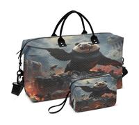 LINNIKEEEE Dipinti Ad Olio Panda Arrabbiato Borsone da Viaggio Borsa da Palestra Borsa da Weekend con Borsa da Toilette per Ragazze Uomin