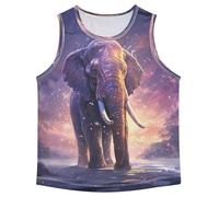 LINNIKEEEE Elefante Cielo Viola Canotte Senza Maniche da Uomo,Magliette Sportive e Attive Top per Ragazzi Giovani