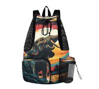 LINNIKEEEE Elefante Dell'acquerello Fantastico Zaino Da Viaggio, Borsa A Sacco Con Coulisse Per La Palestra, Borsa Per Libri, Borsa Per Il Nuoto Per Ragazze Giovani