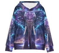 LINNIKEEEE Elefante Stella Viola Felpe con Cappuccio per Bambini Stampa 3D Carina per Bambine Bambini